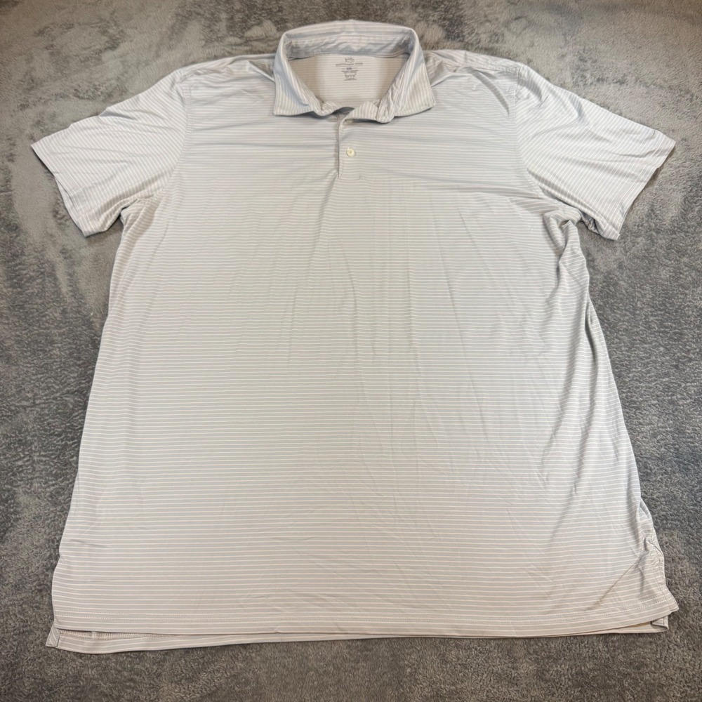 Southern Tide brrr Performance Polo Shirt Mens XXL Blue White Striped Golf